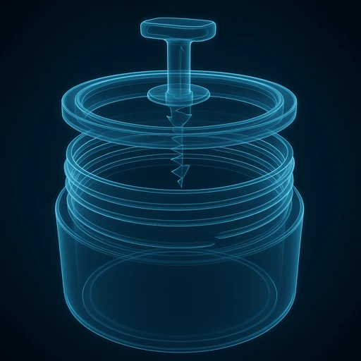 Technische lijntekening van een container met schroefdeksel
